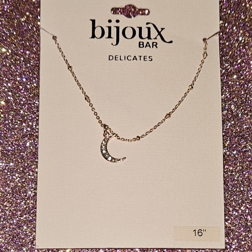Gold Rhinestone Moon Necklace